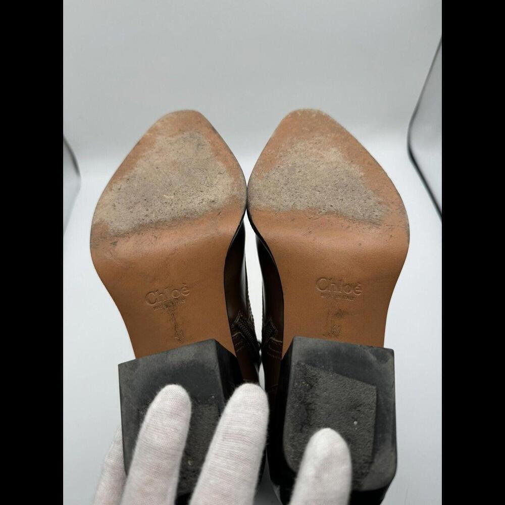 Chloe Rylee Patent Leather Heel Boots Brown Size 41 EU, 11 US - Picture 7 of 9